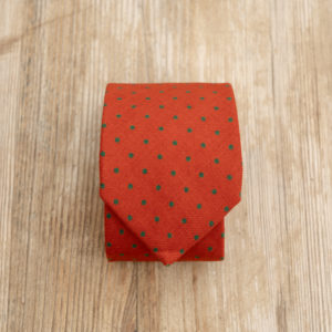Artisan Necktie - Orange with Green Spots